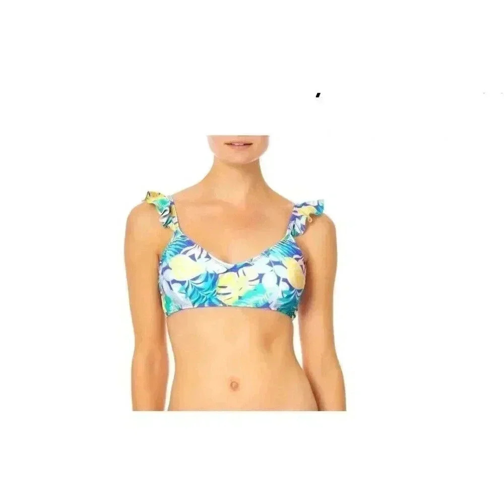 No Boundaries Ruffle Bralette Bikini Swim Top Size Junior XL (15-17) Floral - Picture 2 of 5